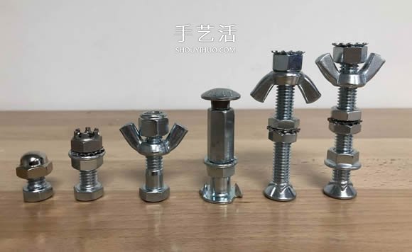 创意紧固件DIY！用螺丝螺帽制作国际象棋(图8)