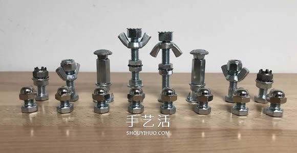 创意紧固件DIY！用螺丝螺帽制作国际象棋(图12)