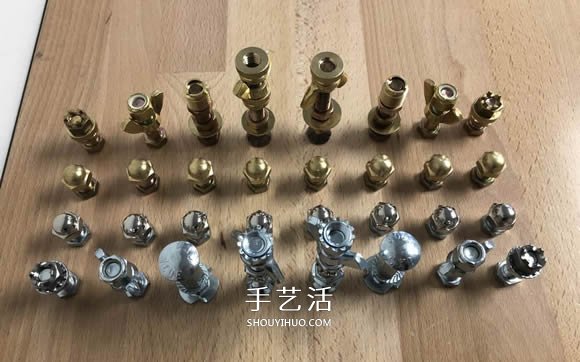 创意紧固件DIY！用螺丝螺帽制作国际象棋(图11)