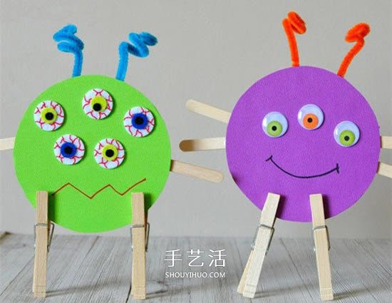 幼儿万圣节小怪物DIY 旧光盘废物利用做怪物 - 双维造物网