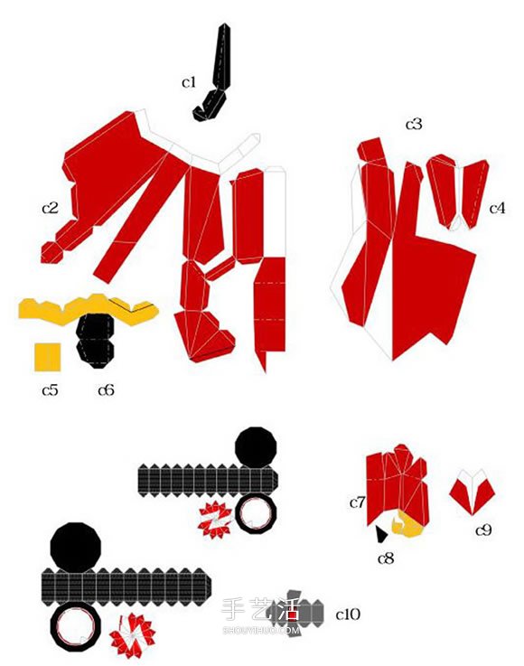 尖锋SR跑车纸模型图纸 卡纸做跑车模型展开图(图5)