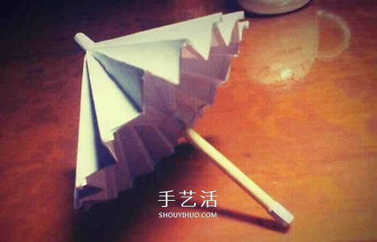 迷你油纸伞制作方法 折纸做油纸伞图解教程(图7)
