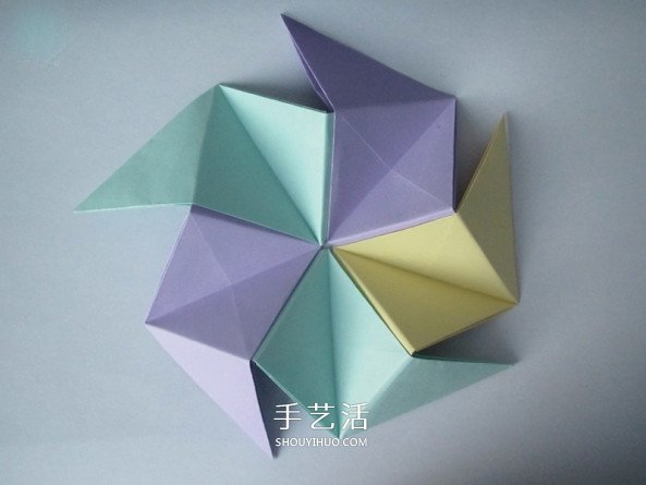 纸花球的叠法详细教程 手工折纸花球过程图(图34)