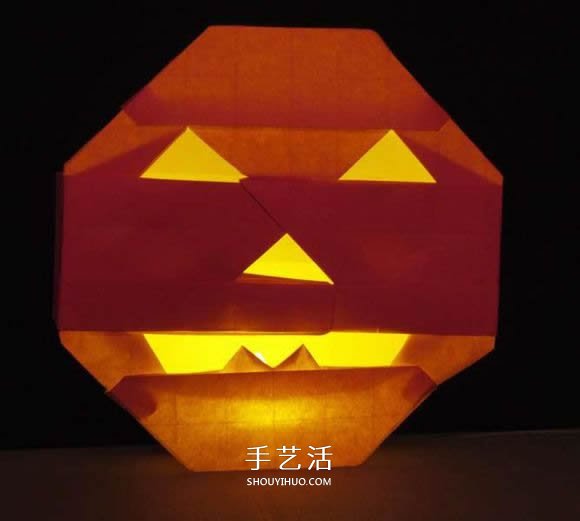 立体南瓜灯的折纸图解 手工复杂南瓜灯的折法 - 双维造物网