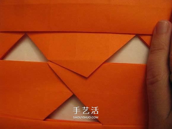 立体南瓜灯的折纸图解 手工复杂南瓜灯的折法(图48)