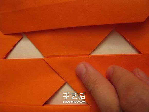 立体南瓜灯的折纸图解 手工复杂南瓜灯的折法(图49)