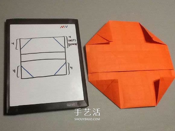 立体南瓜灯的折纸图解 手工复杂南瓜灯的折法(图51)