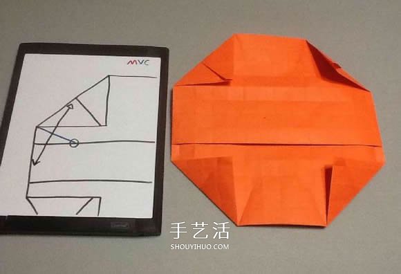 立体南瓜灯的折纸图解 手工复杂南瓜灯的折法(图55)