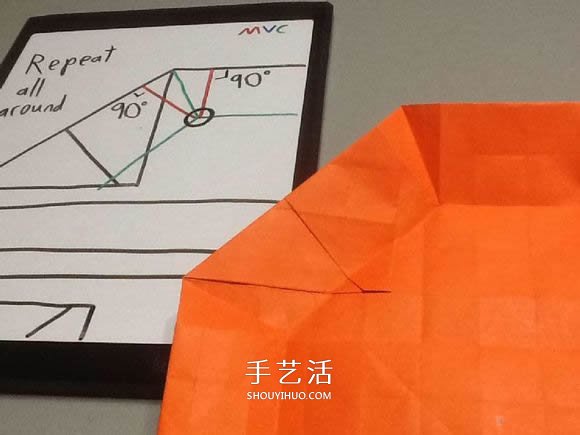 立体南瓜灯的折纸图解 手工复杂南瓜灯的折法(图65)