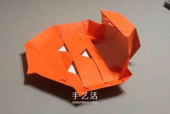 立体南瓜灯的折纸图解 手工复杂南瓜灯的折法(图68)