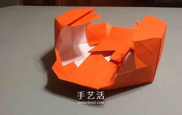 立体南瓜灯的折纸图解 手工复杂南瓜灯的折法(图75)