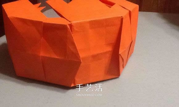 立体南瓜灯的折纸图解 手工复杂南瓜灯的折法(图77)