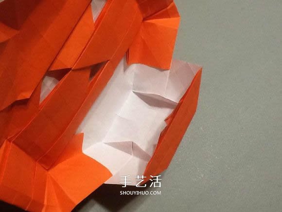 立体南瓜灯的折纸图解 手工复杂南瓜灯的折法(图71)