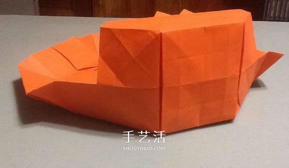 立体南瓜灯的折纸图解 手工复杂南瓜灯的折法(图70)
