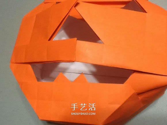 立体南瓜灯的折纸图解 手工复杂南瓜灯的折法(图80)