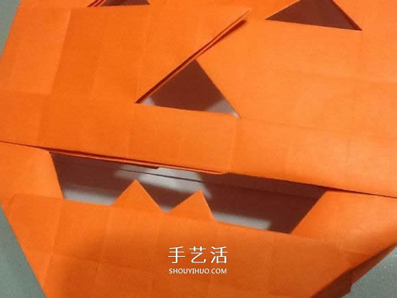 立体南瓜灯的折纸图解 手工复杂南瓜灯的折法(图81)