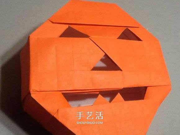 立体南瓜灯的折纸图解 手工复杂南瓜灯的折法(图83)