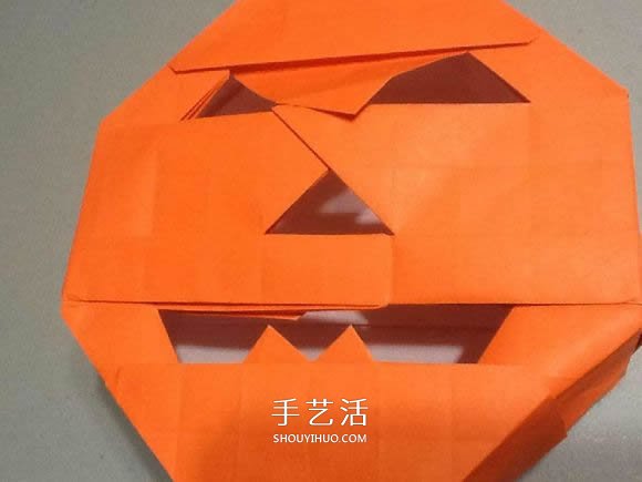 立体南瓜灯的折纸图解 手工复杂南瓜灯的折法(图82)