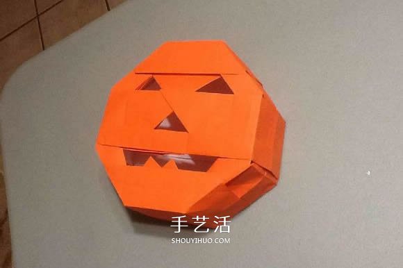 立体南瓜灯的折纸图解 手工复杂南瓜灯的折法(图84)