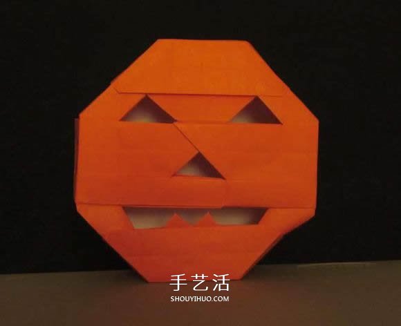 立体南瓜灯的折纸图解 手工复杂南瓜灯的折法(图85)