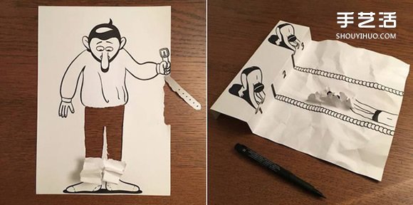 一支笔、一张纸，丹麦艺术家撕纸DIY出幽默！ - 双维造物网