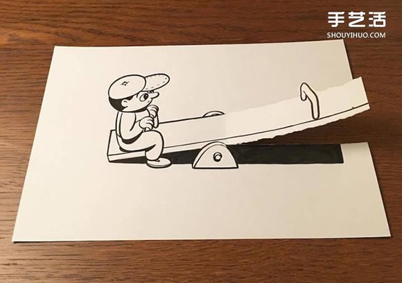 一支笔、一张纸，丹麦艺术家撕纸DIY出幽默！(图4)