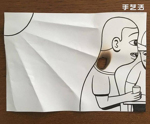 一支笔、一张纸，丹麦艺术家撕纸DIY出幽默！(图6)