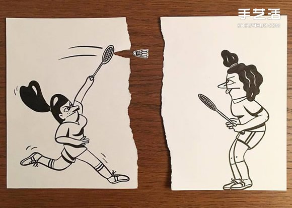 一支笔、一张纸，丹麦艺术家撕纸DIY出幽默！(图3)