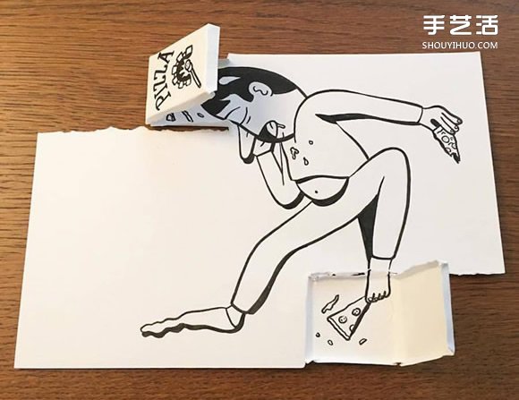 一支笔、一张纸，丹麦艺术家撕纸DIY出幽默！(图9)