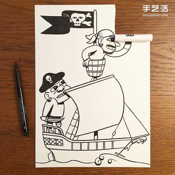 一支笔、一张纸，丹麦艺术家撕纸DIY出幽默！(图7)