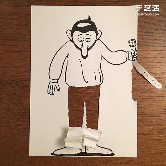 一支笔、一张纸，丹麦艺术家撕纸DIY出幽默！(图15)