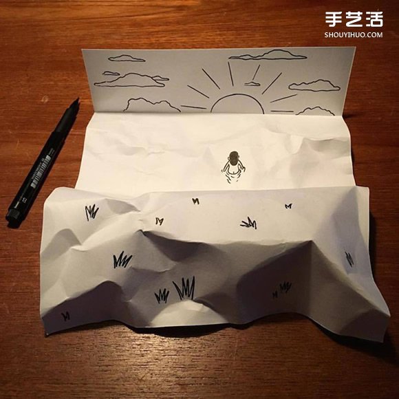 一支笔、一张纸，丹麦艺术家撕纸DIY出幽默！(图16)
