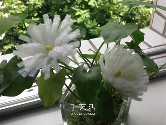 泡沫纸手工制作菊花 简单泡沫纸菊花的做法 - 双维造物网