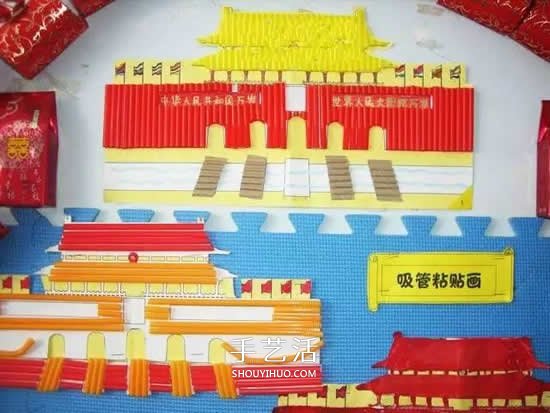 国庆节手工：利用废弃物制作天安门拼贴画(图2)