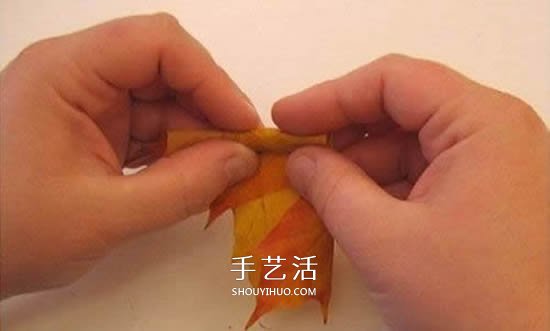 枫叶手工制作玫瑰花苞 树叶玫瑰花苞的做法(图3)