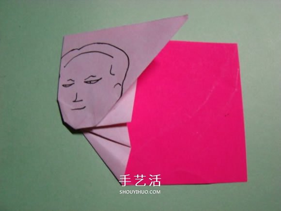 怎么折纸人物头像图解 戴帽子的人折法过程(图10)