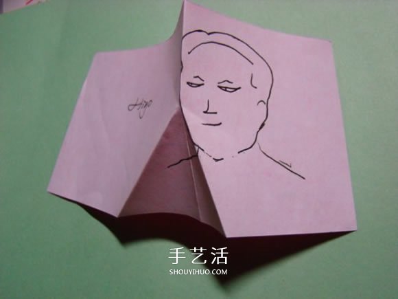 怎么折纸人物头像图解 戴帽子的人折法过程(图4)