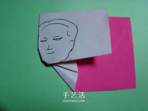 怎么折纸人物头像图解 戴帽子的人折法过程(图9)