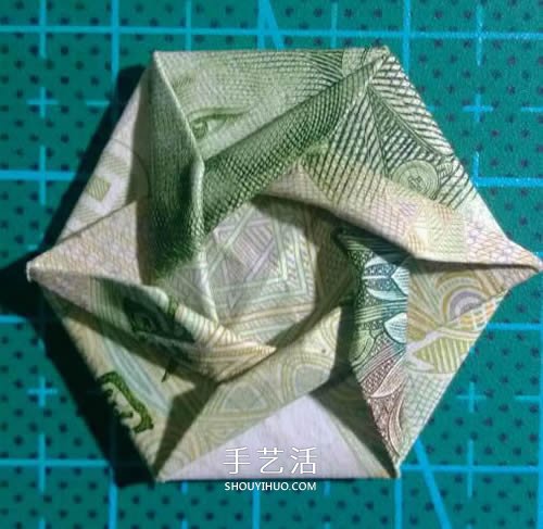 六角徽章的折法图解 一元纸币折纸六角徽章 - 双维造物网
