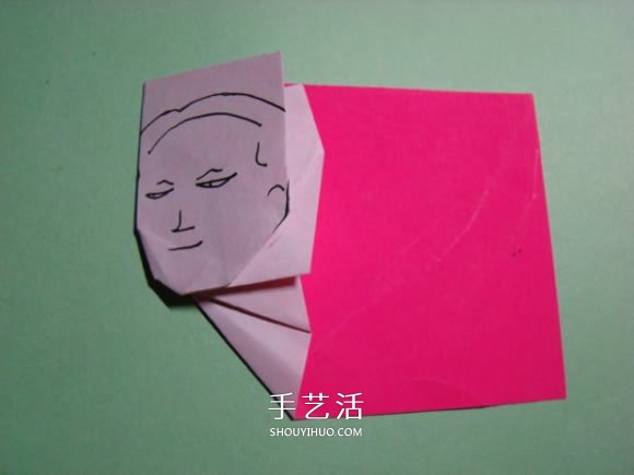 怎么折纸人物头像图解 戴帽子的人折法过程(图11)