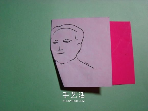 怎么折纸人物头像图解 戴帽子的人折法过程(图7)