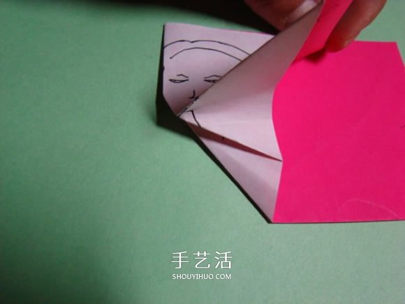 怎么折纸人物头像图解 戴帽子的人折法过程(图8)