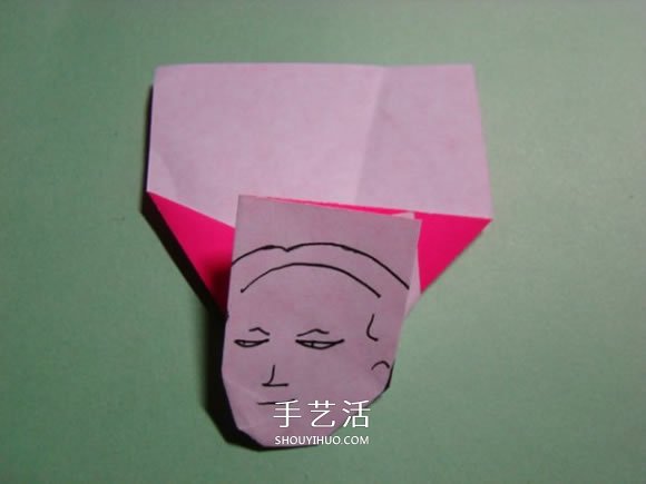 怎么折纸人物头像图解 戴帽子的人折法过程(图17)
