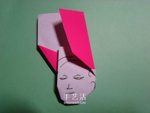 怎么折纸人物头像图解 戴帽子的人折法过程(图18)