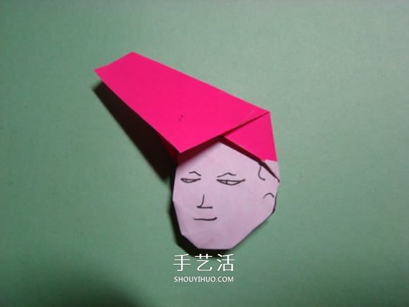 怎么折纸人物头像图解 戴帽子的人折法过程(图19)