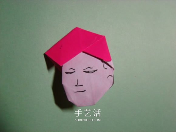 怎么折纸人物头像图解 戴帽子的人折法过程(图20)