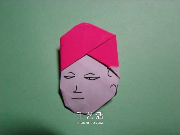 怎么折纸人物头像图解 戴帽子的人折法过程(图21)
