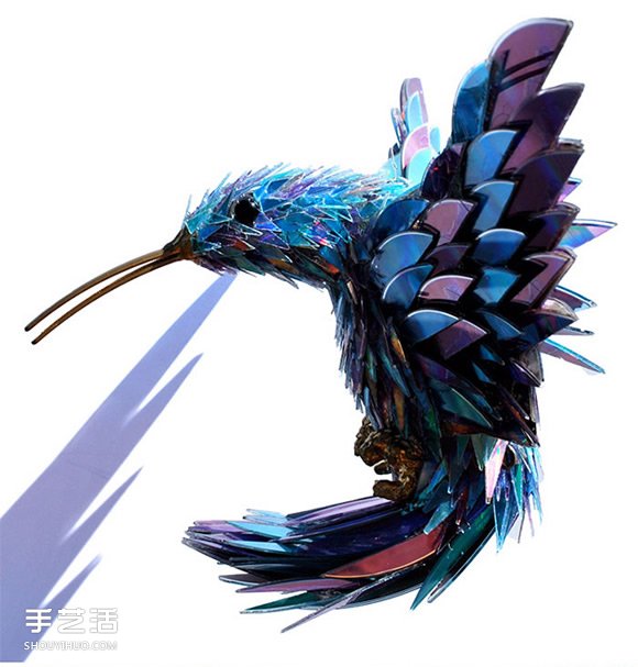 CD光盘变废为宝 塑造出各式各样的动物雕塑(图7)