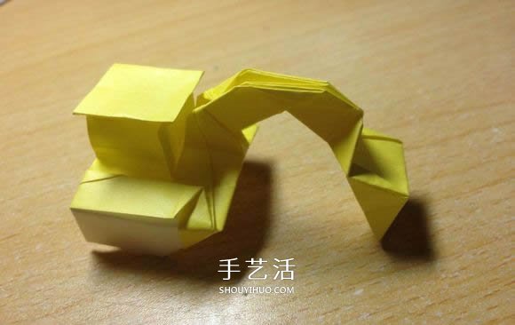 挖土机的折纸方法图解 手工挖掘机的折法过程(图3)