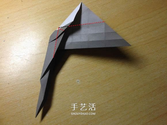 挖土机的折纸方法图解 手工挖掘机的折法过程(图34)